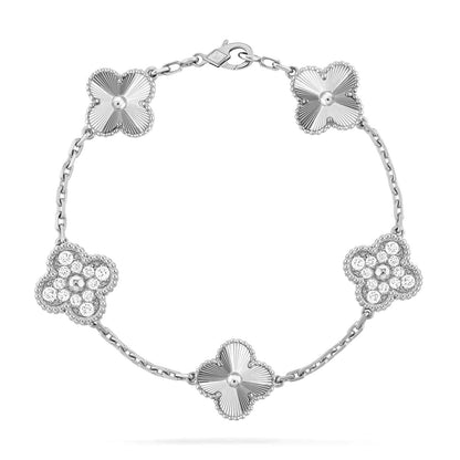 [Mystic]CLOVER 5 MOTIF SILVER DIAMOND BRACELET