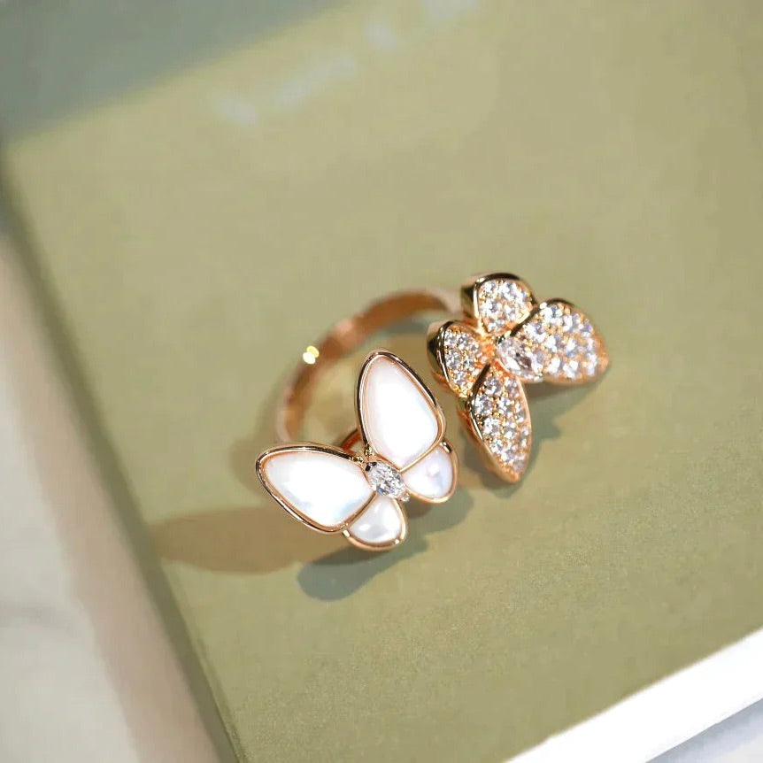 [Mystic]TWIN BUTTERFLY DIAMOND MOP RING