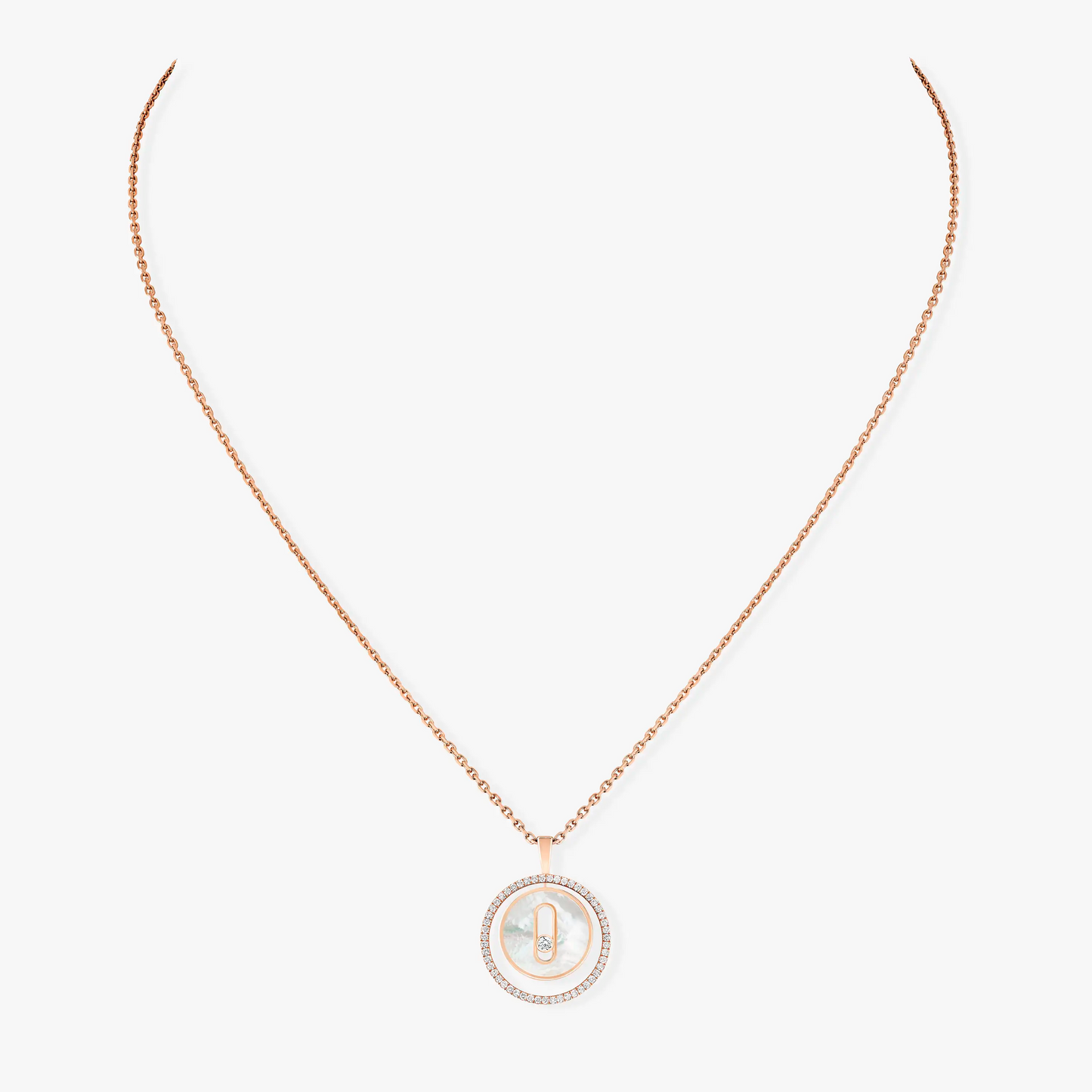 [Mysitc]  MOVE 1 DIAMOND WHITE MOTHER OF PEARL PINK GOLD DIAMOND NECKLACE