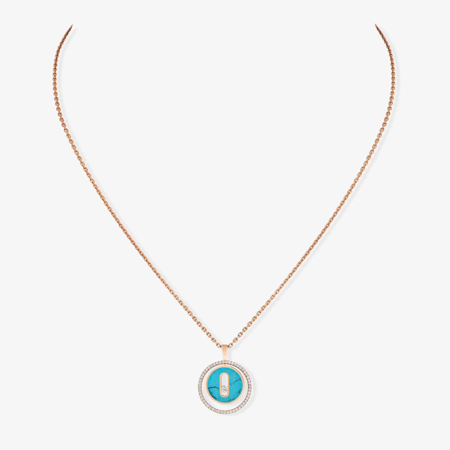 [Mysitc]  MOVE 1 DIAMOND TURQUOISE PINK GOLD DIAMOND NECKLACE