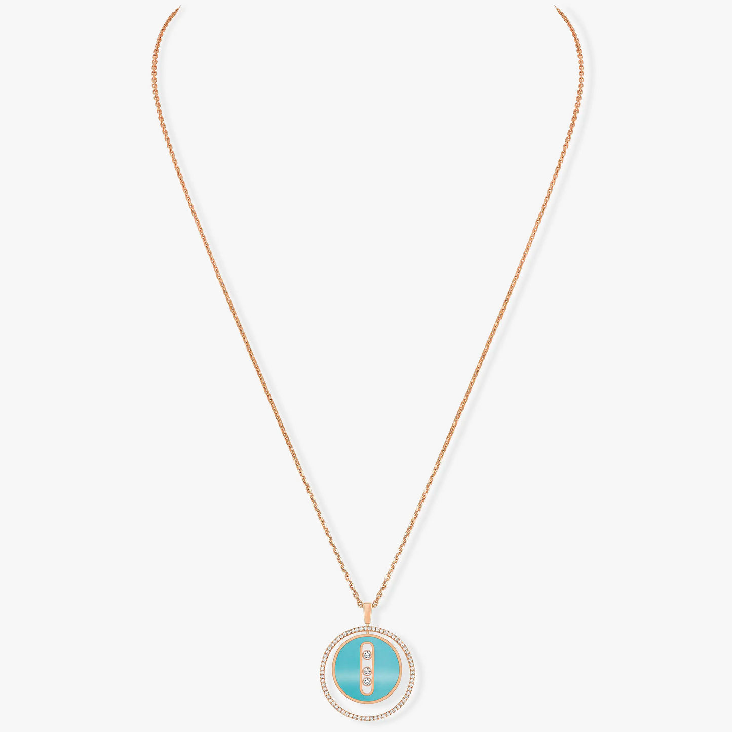 [Mysitc]  MOVE 3 DIAMONDS TURQUOISE PINK GOLD DIAMOND NECKLACE