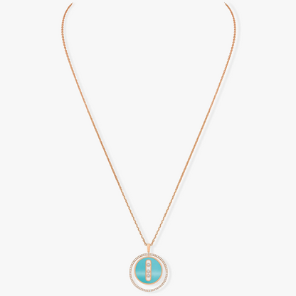 [Mysitc]  MOVE 3 DIAMONDS TURQUOISE PINK GOLD DIAMOND NECKLACE
