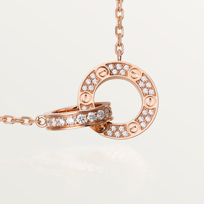 [Mystic]LOVE 7.6MM NECKLACE ROSE GOLD AND SILVER  FULL DIAMOND