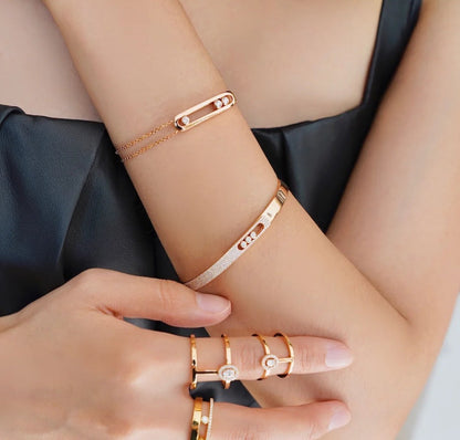 [Mysitc] Move Noa Rose Gold Pavé Diamond Bangle Bracelet