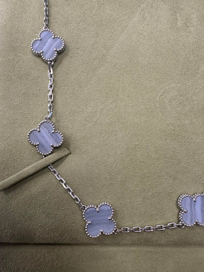 [Mystic]CLOVER 10 MOTIFS BLUE CHALCEDONY NECKLACE