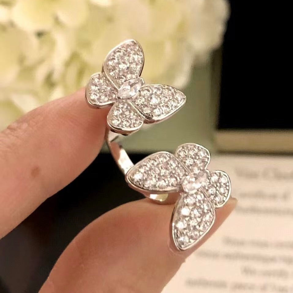 [Mystic Crown]TWIN SILVER BUTTERFLY DIAMOND RING