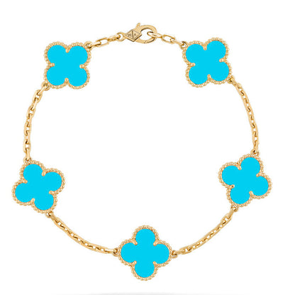 [Mystic]CLOVER 5 MOTIFS TURQUOISE BRACELET