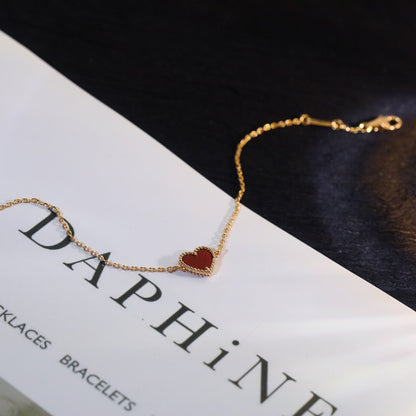 Mysitc HEART-SHAPED  CARNELIAN SINGLE FLOWER BRACELET