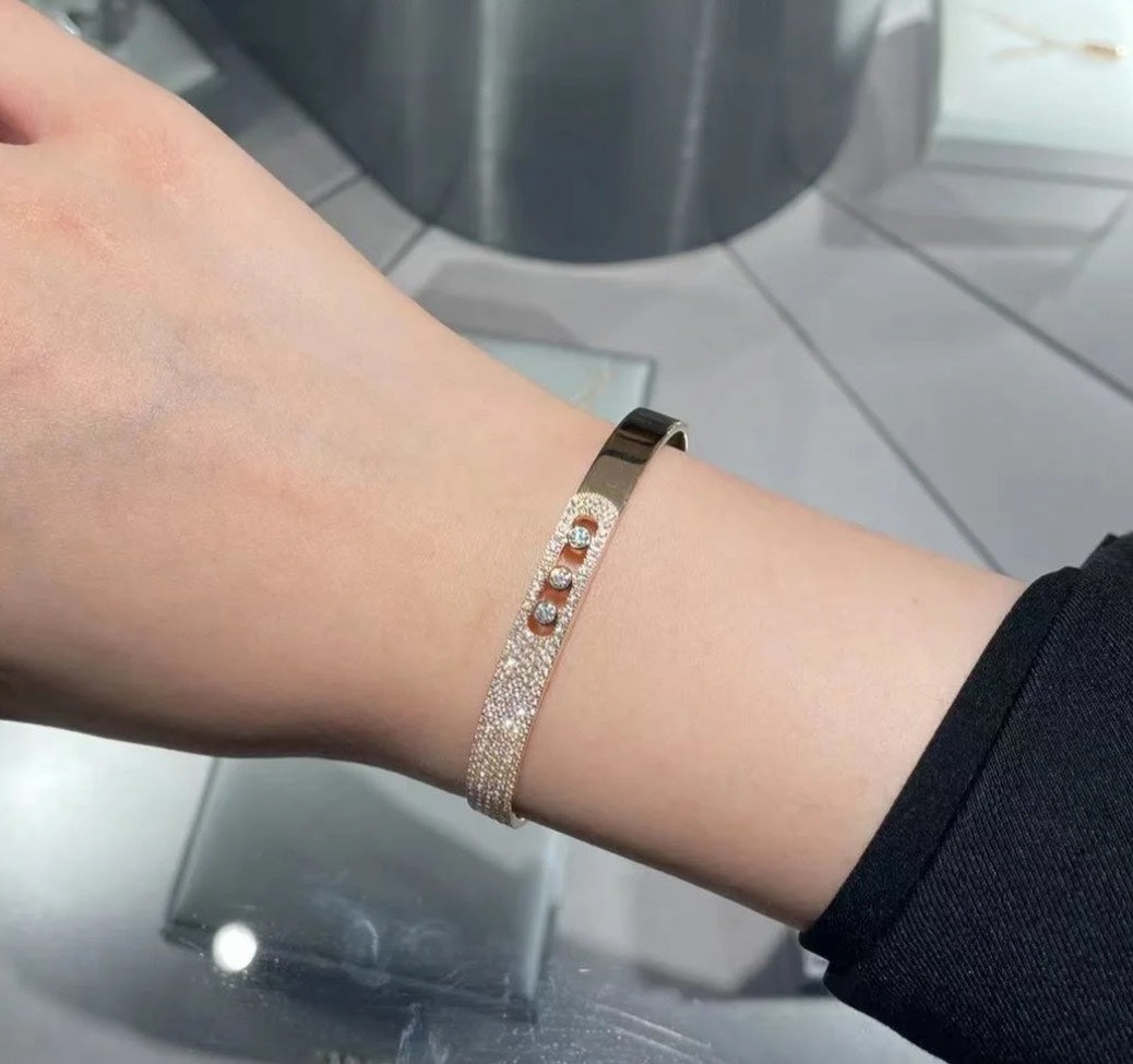 [Mysitc] Move Noa Rose Gold Pavé Diamond Bangle Bracelet