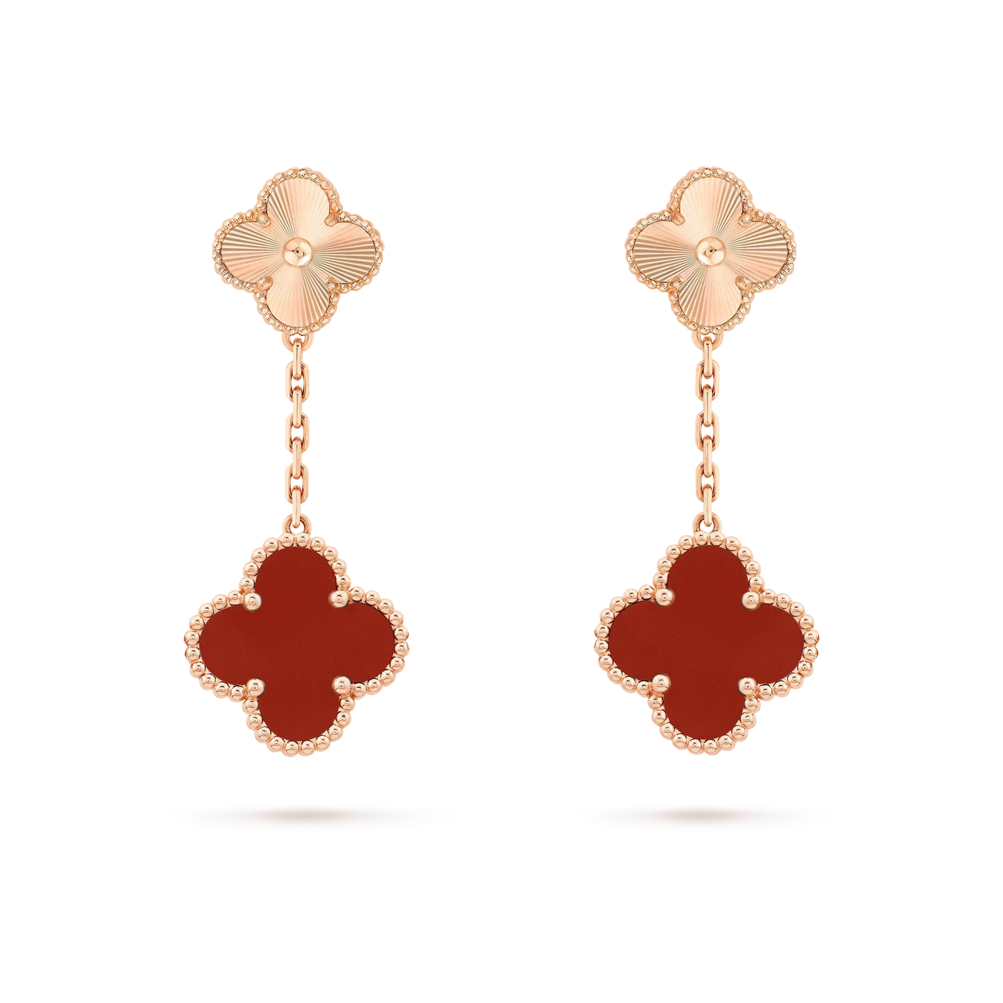[Mystic]CLOVER 2 MOTIF  LASER CARNELIAN EARRINGS