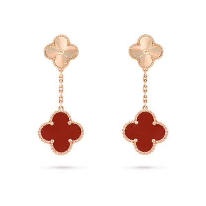 [Mystic]CLOVER 2 MOTIF  LASER CARNELIAN EARRINGS