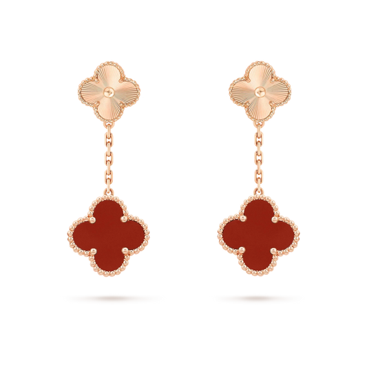 [Mystic]CLOVER 2 MOTIF  LASER CARNELIAN EARRINGS