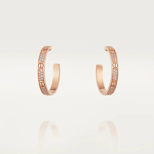 [Mystic]LOVE DIAMOND PINK GOLD HOOP EARRINGS