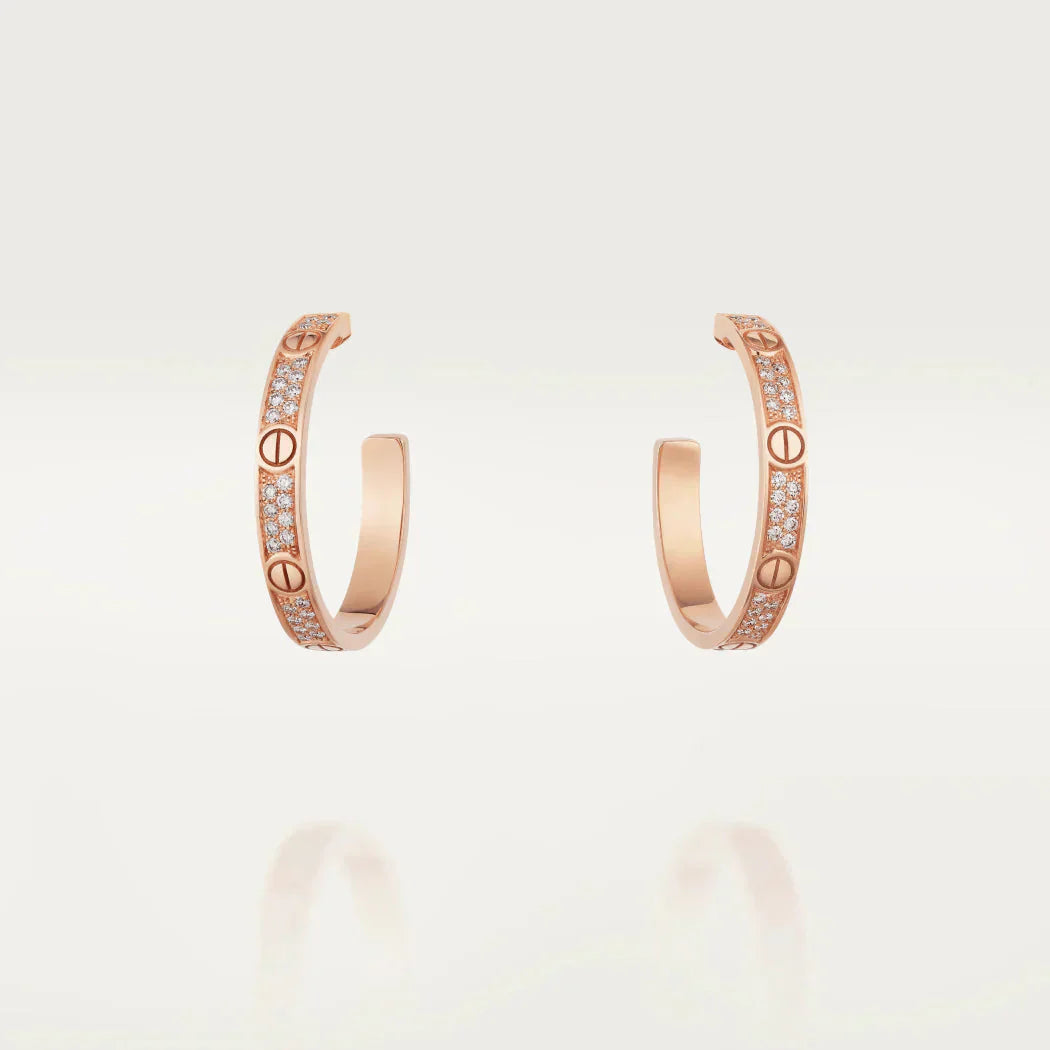 [Mystic Crown]LOVE DIAMOND PINK GOLD HOOP EARRINGS