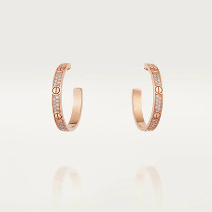 [Mystic Crown]LOVE DIAMOND PINK GOLD HOOP EARRINGS