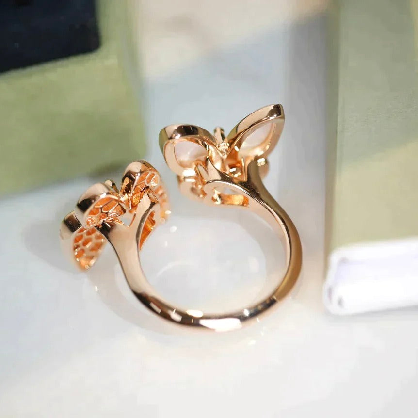 [Mystic]TWIN BUTTERFLY DIAMOND MOP RING