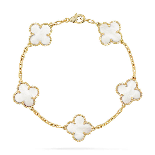 [Mystic]CLOVER  5 MOTIF WHITE MOP BRACELET