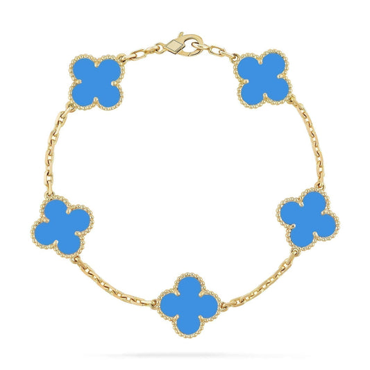 [Mystic Crown]CLOVER 5 MOTIFS BLUE AGATE BRACELET