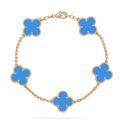 [Mystic]CLOVER 5 MOTIFS BLUE AGATE BRACELET