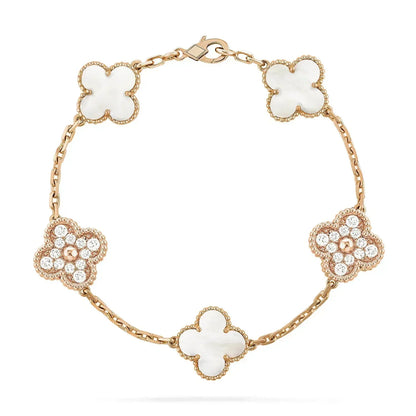 [Mystic]CLOVER BRACELET 5 MOTIF WHITE MOP DIAMOND