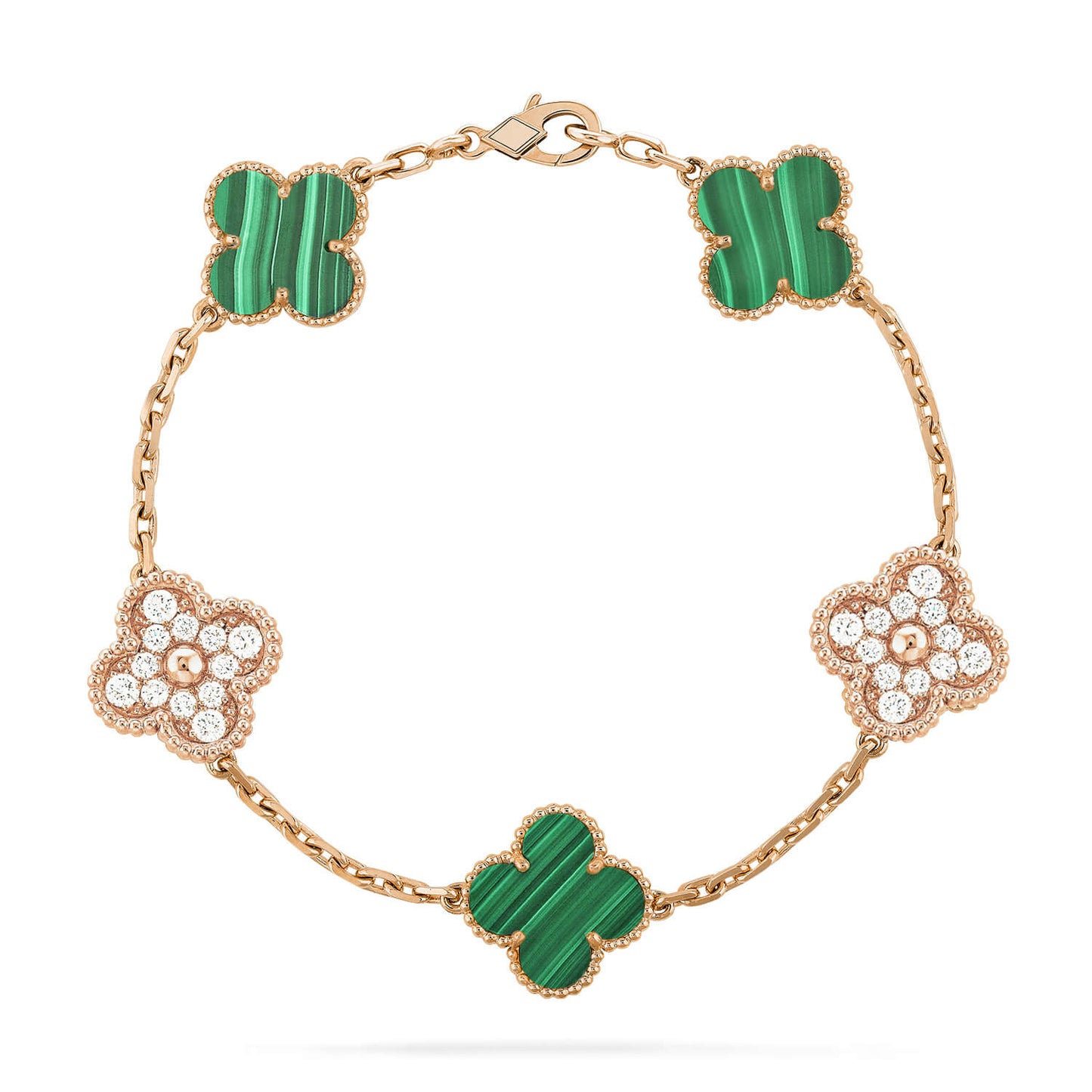 [Mystic]CLOVER  5 MOTIF MALACHITE DIAMOND BRACELET