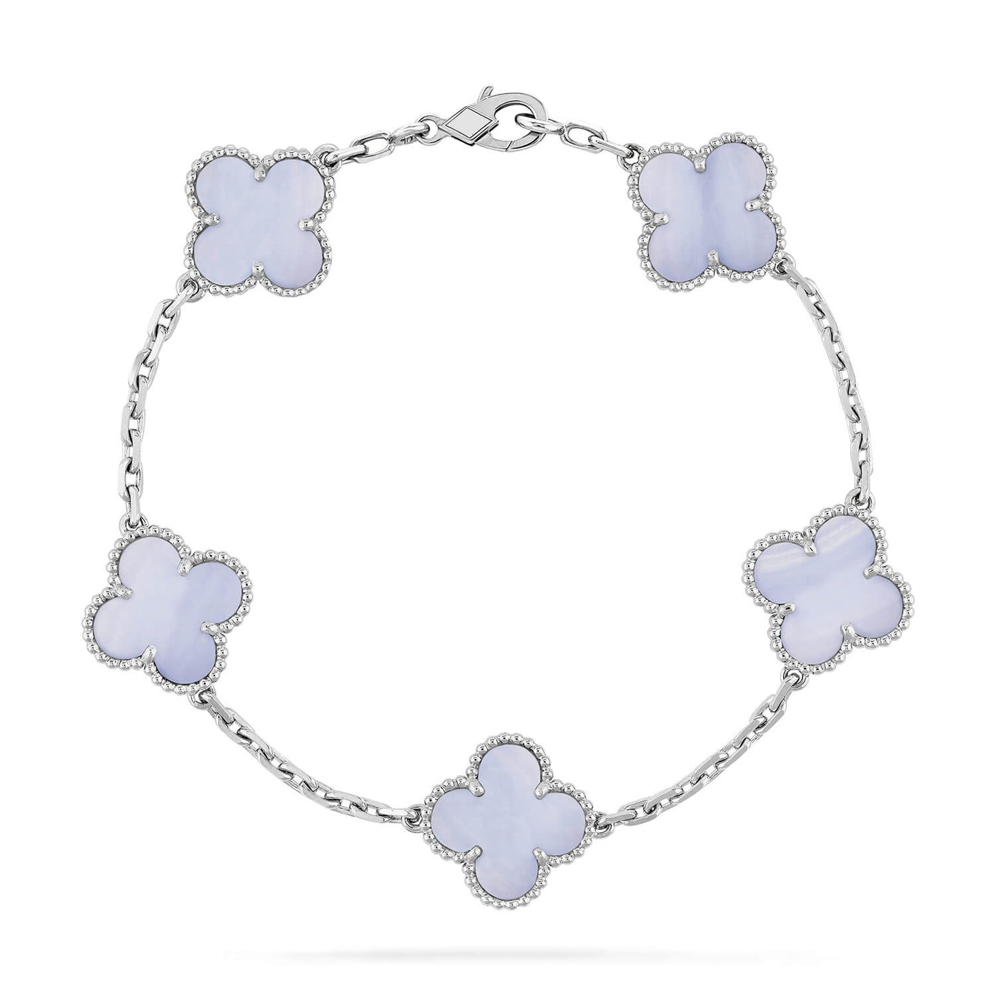 [Mystic]CLOVER  5 MOTIF PURPLE CHALCEDONY BRACELET SILVER
