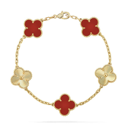 [Mystic]CLOVER  5 MOTIFS CARNELIAN GOLD BRACELET