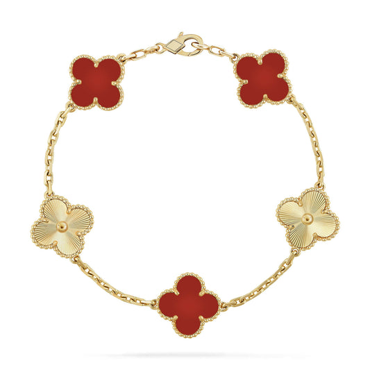 [Mystic]CLOVER  5 MOTIFS CARNELIAN GOLD BRACELET