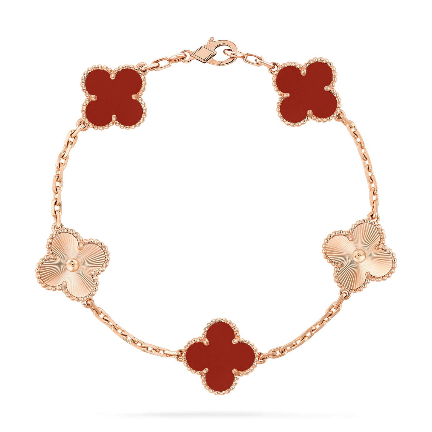[Mystic]CLOVER  5 MOTIFS CARNELIAN GOLD BRACELET