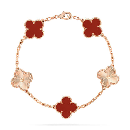 [Mystic]CLOVER  5 MOTIFS CARNELIAN GOLD BRACELET