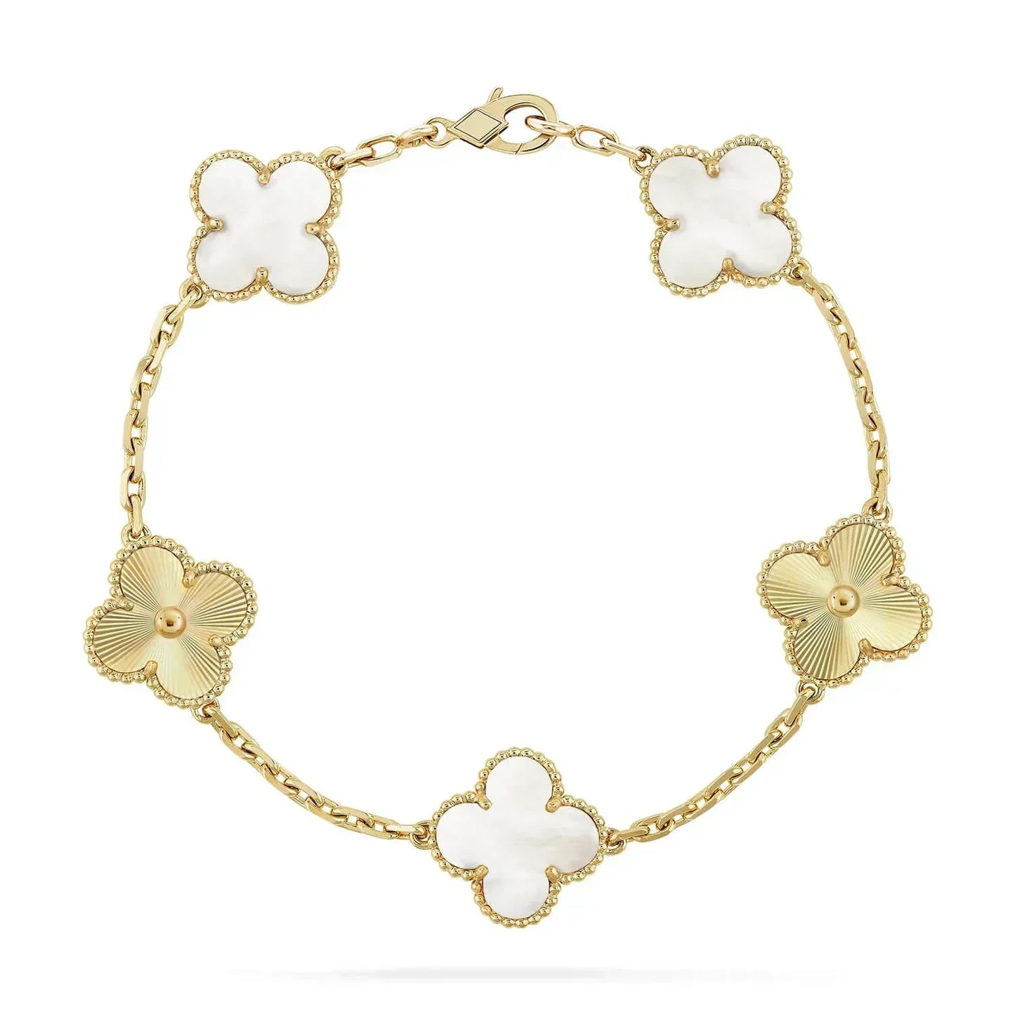 [Mystic Crown]CLOVER BRACELET 5 MOTIF WHITE MOP PINK GOLD