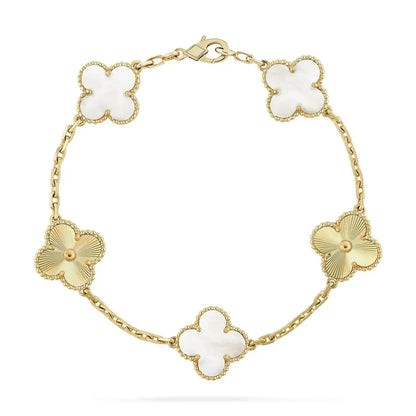 [Mystic Crown]CLOVER BRACELET 5 MOTIF WHITE MOP PINK GOLD