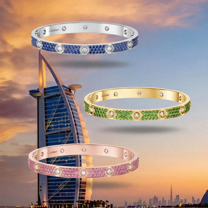 [Mysitc] 2026 PAVE GEMSTONE LOVE BRACELET 6.1MM 10 DIAMONDS
