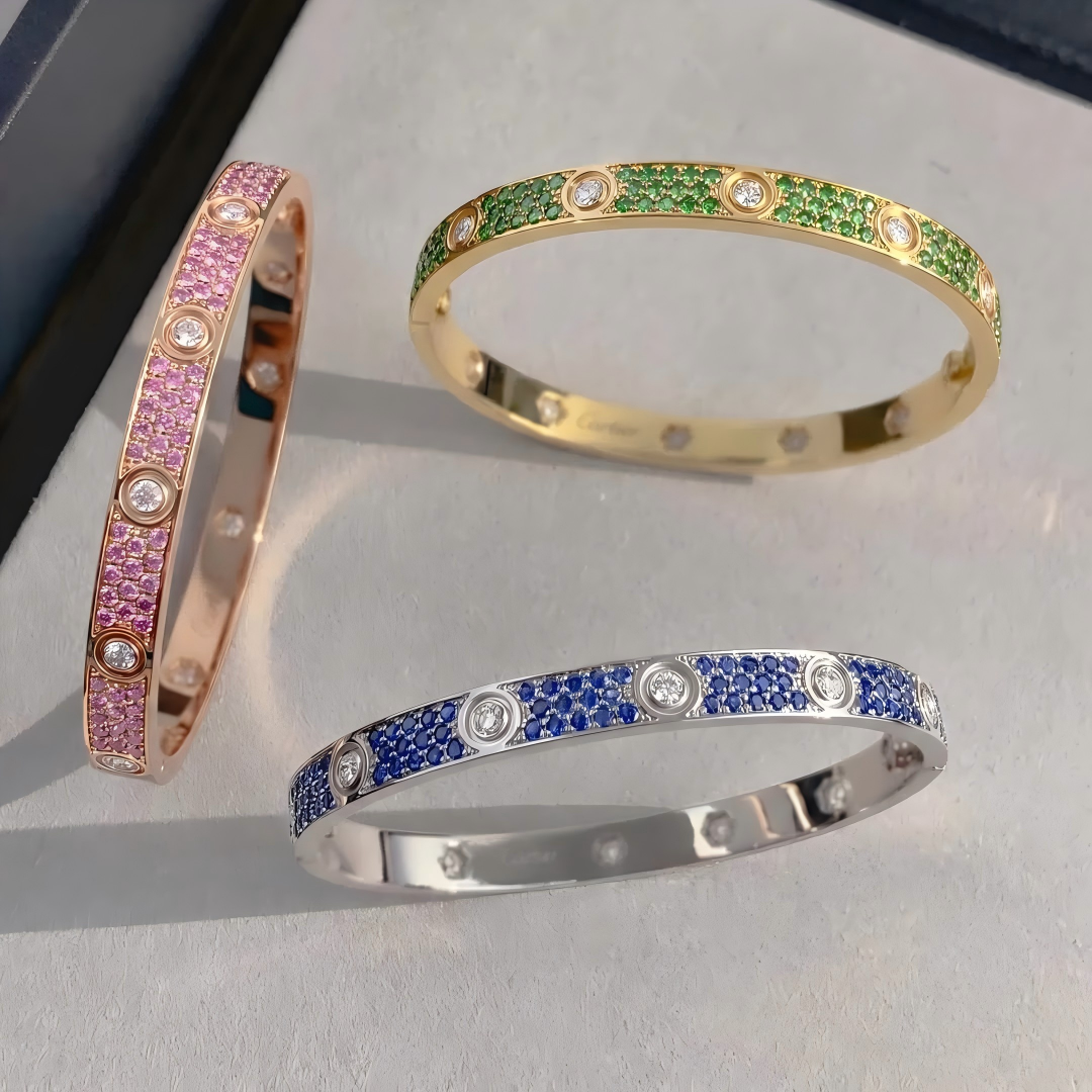 [Mysitc] 2026 PAVE GEMSTONE LOVE BRACELET 6.1MM 10 DIAMONDS