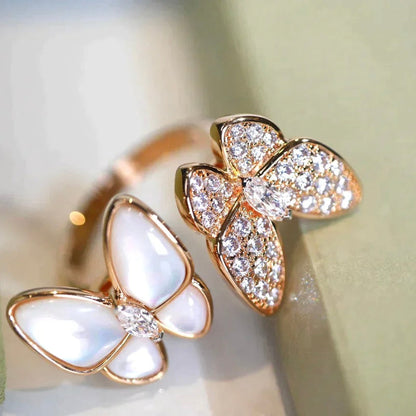 [Mystic]TWIN BUTTERFLY DIAMOND MOP RING