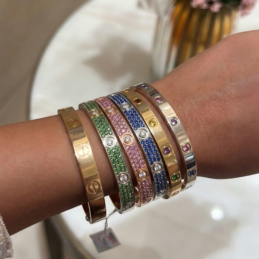 [Mysitc] 2026 PAVE GEMSTONE LOVE BRACELET 6.1MM 10 DIAMONDS