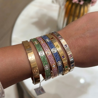 [Mysitc] 2026 PAVE GEMSTONE LOVE BRACELET 6.1MM 10 DIAMONDS