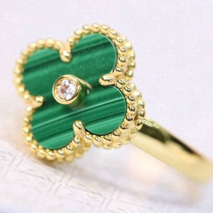 [Mystic]CLOVER MALACHITE RING GOLD DIAMOND