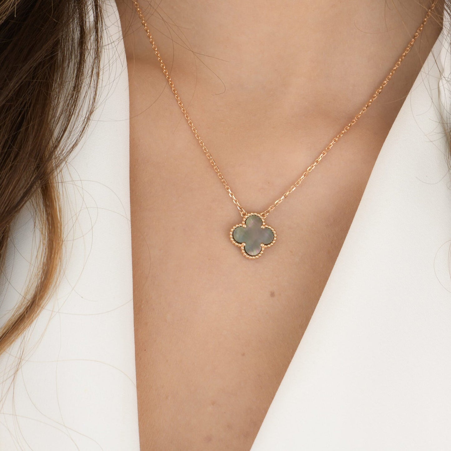 [Mystic]CLOVER 15MM GRAUE PERLMUTT-HALSKETTE