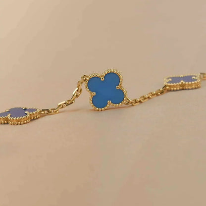 [Mystic]CLOVER 5 MOTIFS BLUE AGATE BRACELET