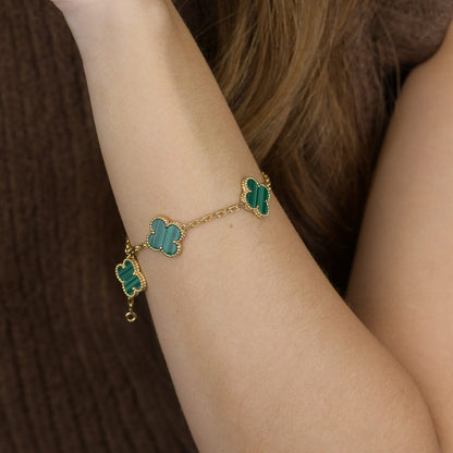 [Mystic]CLOVER 5 MOTIFS MALACHITE BRACELET