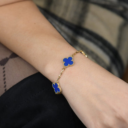 [Mystic]CLOVER 5 MOTIFS BLUE AGATE BRACELET