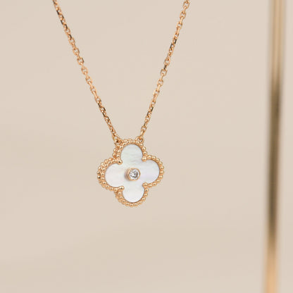 [Mystic Crown]CLOVER 15MM DIAMOND WHITE FRITILLARIA NECKLACE
