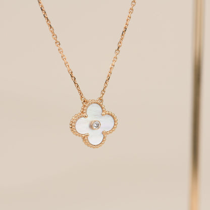 [Mystic]CLOVER 15MM DIAMOND WHITE FRITILLARIA NECKLACE