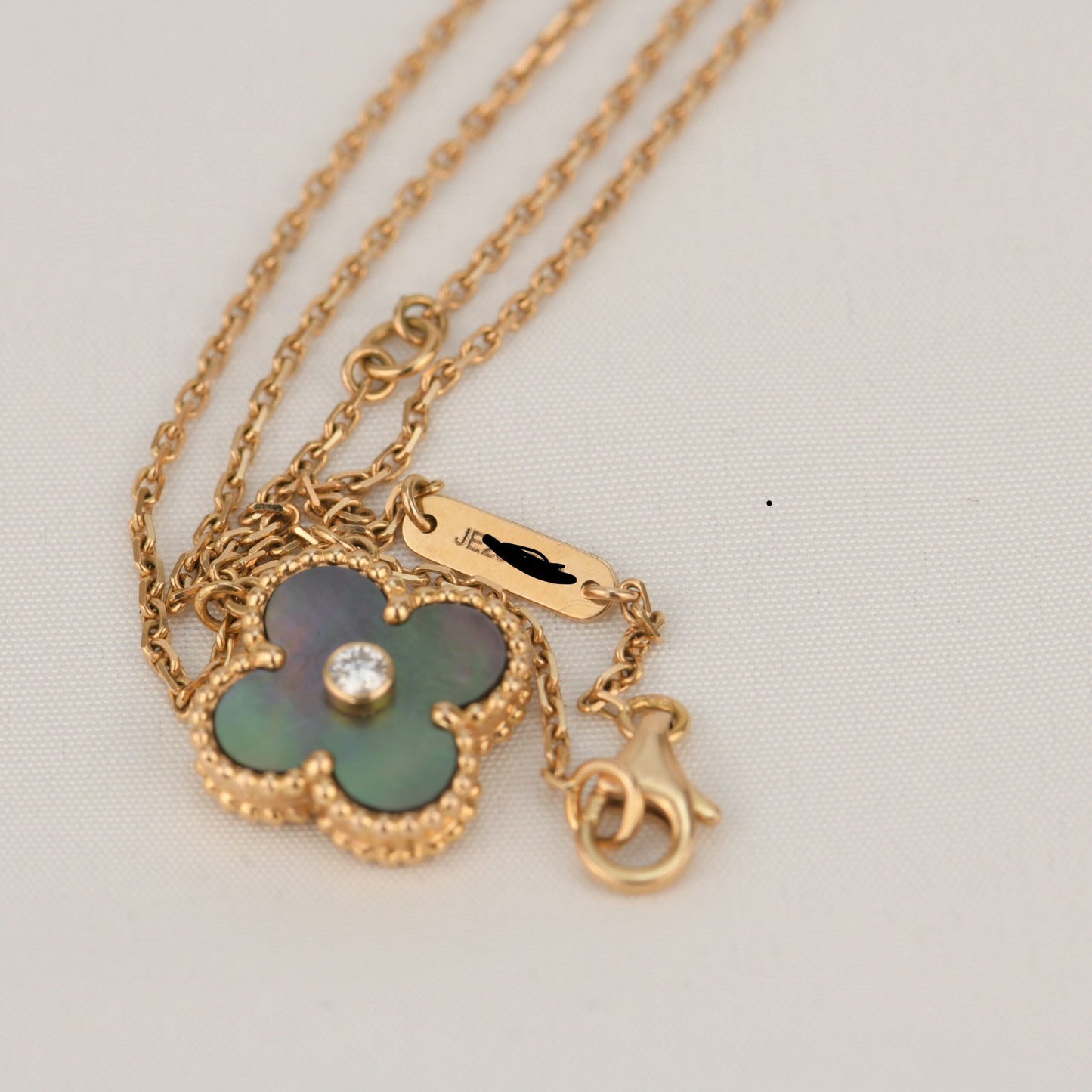 [Mystic]CLOVER 15MM DIAMANT- UND PERLMUTT-HALSKETTE