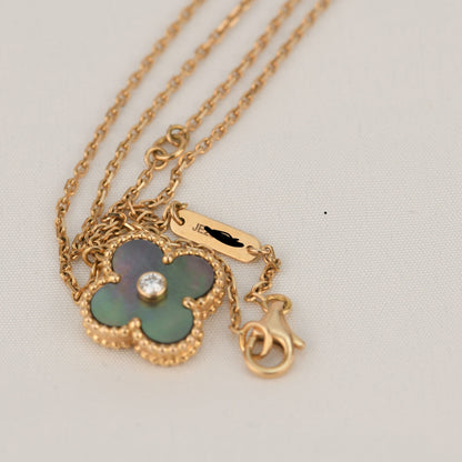 [Mystic]CLOVER 15MM DIAMANT- UND PERLMUTT-HALSKETTE