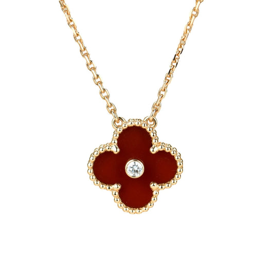 [Mystic]CLOVER 15MM DIAMOND CARNELIAN NECKLACE