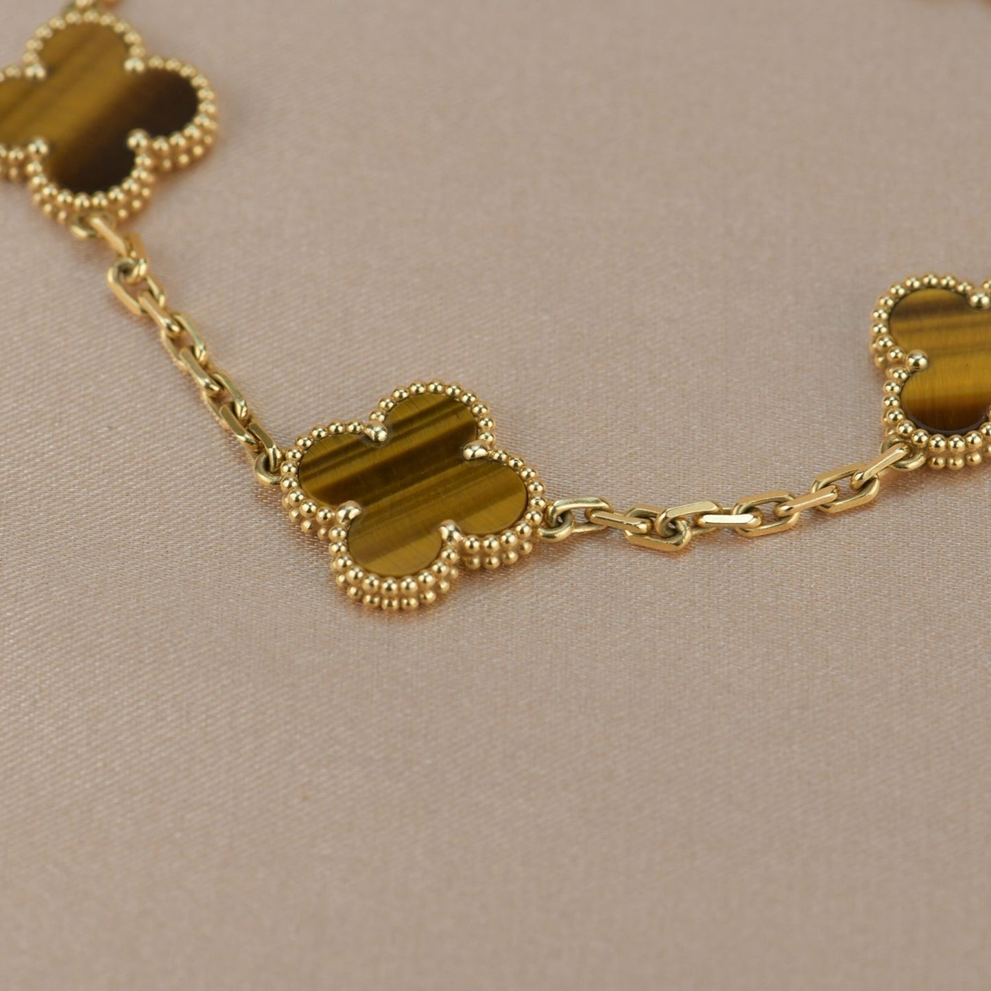 [Mystic]CLOVER  5 MOTIFS TIGER EYE BRACELET