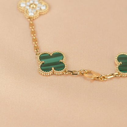 [Mystic]CLOVER  5 MOTIF MALACHITE DIAMOND BRACELET