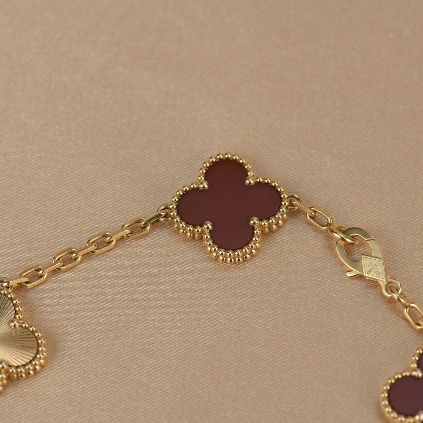 [Mystic]CLOVER  5 MOTIFS CARNELIAN GOLD BRACELET